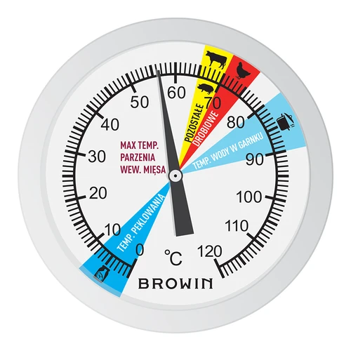 Teplomer do šunkovaru 1,5kg a 3kg (0°C do +120°C) 12,5cm - 3 ['teplomer na mäso', ' do šunkovaru', ' do šunkovara', ' šunkovar', ' teplomer na varenie údenín', ' šunkovar 1', '5 kg a 3 kg', ' farebný ciferník', ' jedlá zo šunkovaru', ' pokrmy zo šunkovara']