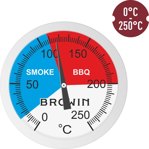 Teplomer na údiarňu a BBQ (0°C do +250°C) 5,2cm - 4 ['teplomer na bbq', ' teplomer na gril', ' teplomer na barbeque', ' teplomer na údiarňu', ' teplomer na mäso na grilovanie']