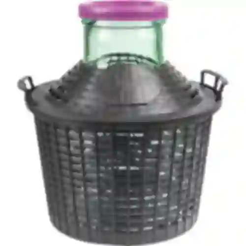 Balón na víno 10 L so širokým hrdlom v plastovom koši
