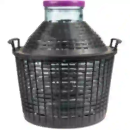 Balón na víno 15 L so širokým hrdlom v plastovom koši
