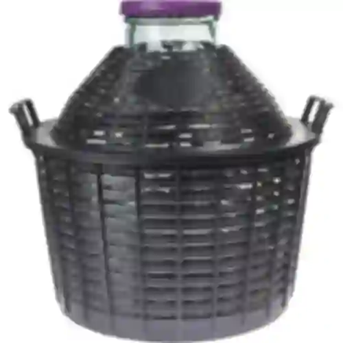 Balón na víno 25 L so širokým hrdlom v plastovom koši