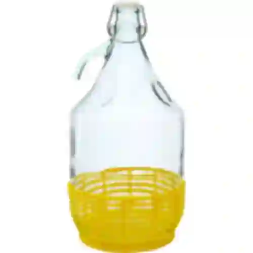 Demižón Dama 5 L - plastový kôš, drôtený uzáver