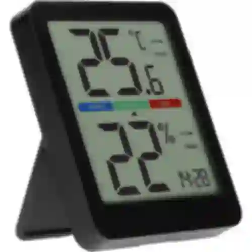 Elektronický izbový teplomer, čierny