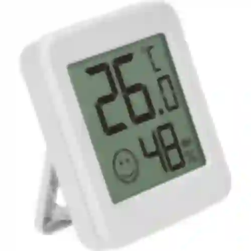 Elektronický teplomer s indikátorom komfortu, biely