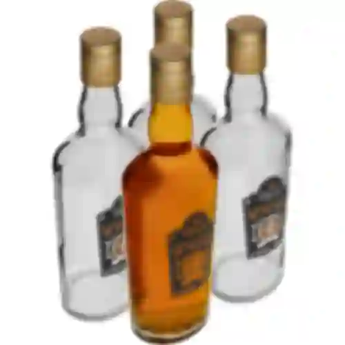 Fľaša 0,5 L s uzáverom a 2-farebnou potlačou Whisky - 4 ks