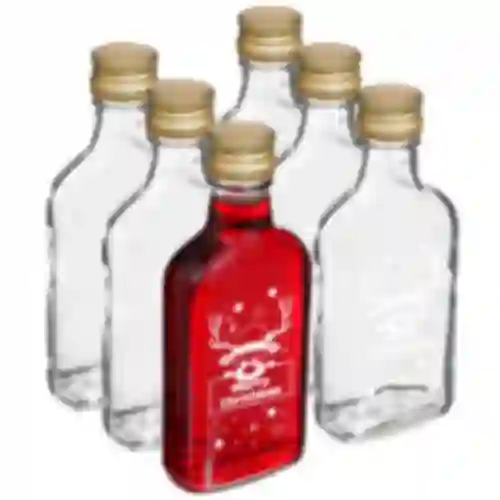 Fľaša 200 ml so skrutkovacím uzáverom, potlač Vianočný Sob, 6 ks.