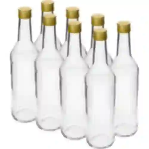 Fľaša 500 ml na vodku rovná s uzávermi - 8 ks.