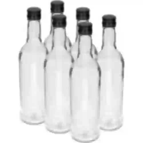Fľaša 500 ml Štíhla, s čiernym uzáverom, na vodku, 6 ks