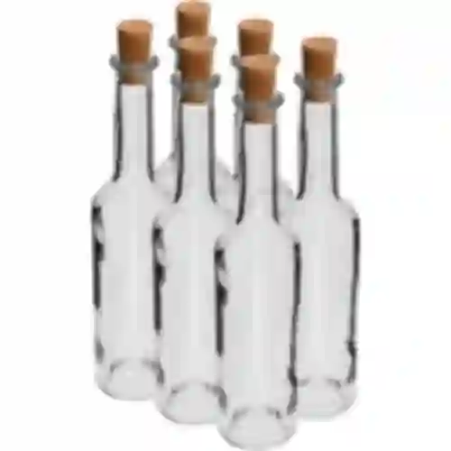 Fľaša na likér 350 ml 6 ks + 6 zátok