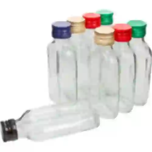 Fľaša na likéry ploskačka 100 ml + uzáver 8 ks