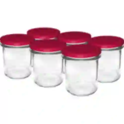 Jednoduchý pohár 350 ml (fi 82) s bordovým viečkom 6 ks.