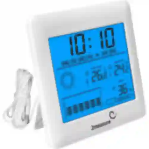 Meteorologická stanica – elektronická, podsvietená, sonda, biela