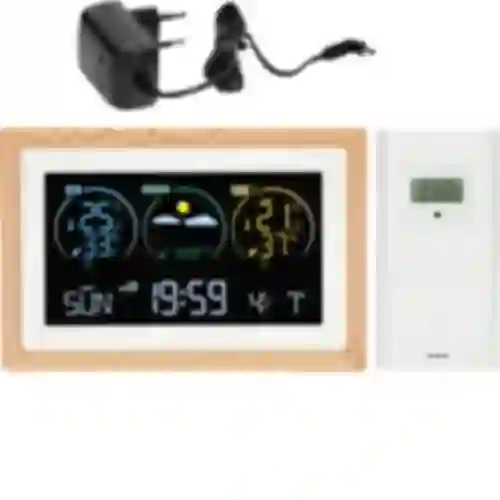 Meteorologická stanica (RCC,DCF) - elektronická, bezdrôtová, podsvietená, senzor, biela