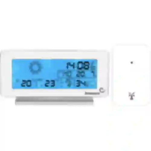 Meteorologická stanica RCC, DCF – elektronická, bezdrôtová, podsvietený senzor, biela