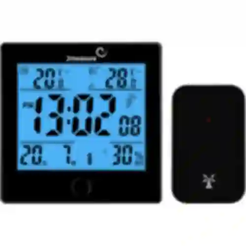 Meteorologická stanica RCC, DCF – elektronická, bezdrôtová, podsvietený senzor, čierna