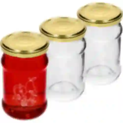 Pohár TO 300ml s potlačou - mix ovocia a viečkom fi66/4 - 3 ks.