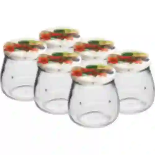 Pohár twist-off 500ml "Obrátená Amfora" s farebným viečkom fi 82/6, 6 ks.