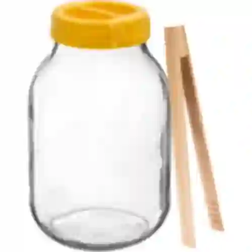 Twist-off pohár 3 L, kliešte a plastové viečko fi 100, s držadlom
