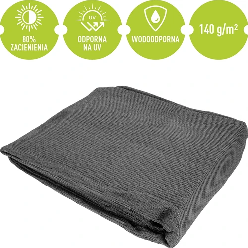 Tieniaca sieť (80%, 140 g/m2) 1,5 x 5 m, grafitová - 5 ['tieniaca sieť', ' protislnečná sieť', ' ochrana pred slnkom', ' záhradná clona', ' sieť na plot', ' tieniaca sieť', ' maskovacia sieť', ' sieť na plot', ' záhradná sieť', ' balkónová sieť', ' balkónová clona', ' sieť na terasu', ' clona na plot', ' sieť na pergolu', ' ochrana rastlín pred slnkom', ' veterná clona', ' clona pred susedmi', ' ochrana pred zvedavými', ' tieniaca sieť 80%', ' grafitová sieť', ' najlepšia tieniaca sieť', ' akú tieniacu sieť kúpiť']