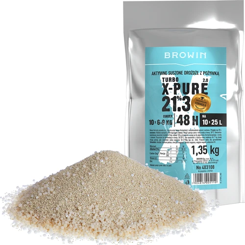 Turbo kvasnice X-Pure 21,3%, 10 x 25 L, 1,35 kg - 2 ['liehovarské kvasnice', ' kvasnice na alkohol', ' turbo kvasnice', ' kvasnice pure', ' kvasnice 21', '3%', ' kvasnice na pálenku', ' na samohon', ' liehovarské kvasnice na 10 x 25 L', ' nastavenie 48 h', ' čistá fermentácia', ' cukrovky', ' na vysokopercentné nastavenia', ' na nastavenia z cukru', ' vysoký percent alkoholu', ' destilácia', ' viac ako 21%', ' rýchla fermentácia', ' kvasnice Browin', ' kvasnice 21%', ' kvasnice alco', ' kvasnice alko', ' silné kvasnice', ' čistá fermentácia', ' kvasnice veľké balenie']