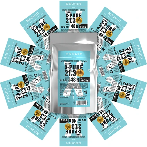 Turbo kvasnice X-Pure 21,3%, 10 x 25 L, 1,35 kg - 4 ['liehovarské kvasnice', ' kvasnice na alkohol', ' turbo kvasnice', ' kvasnice pure', ' kvasnice 21', '3%', ' kvasnice na pálenku', ' na samohon', ' liehovarské kvasnice na 10 x 25 L', ' nastavenie 48 h', ' čistá fermentácia', ' cukrovky', ' na vysokopercentné nastavenia', ' na nastavenia z cukru', ' vysoký percent alkoholu', ' destilácia', ' viac ako 21%', ' rýchla fermentácia', ' kvasnice Browin', ' kvasnice 21%', ' kvasnice alco', ' kvasnice alko', ' silné kvasnice', ' čistá fermentácia', ' kvasnice veľké balenie']