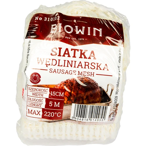 Údenárska sieťka s rozmermi 15 cm x 5 m, s tepelnou odolnosťou do 220°C - 3 ['sieťka na šunku', ' potravinová sieťka', ' sieťka na údeniny', ' sieťka na údenie údenín', ' sieťka na zrejúce údeniny']