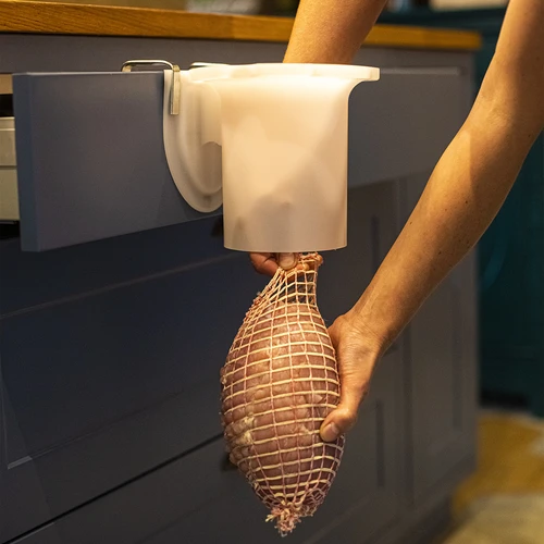 Údenárska sieťka s rozmermi 18 cm x 3 m, s tepelnou odolnosťou do 220°C - 6 ['sieťka na šunku', ' potravinová sieťka', ' sieťka na údeniny', ' sieťka na údenie údenín', ' sieťka na zrejúce údeniny']