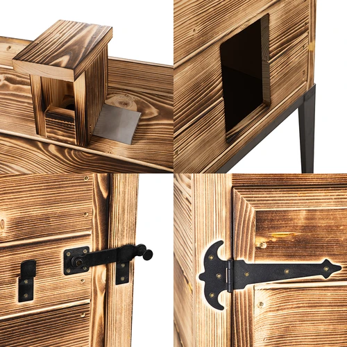 Údiaca komora na drevo – zo smrekového dreva, 200L, s nerezovým podstavcom - 4