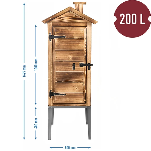 Údiaca komora na drevo – zo smrekového dreva, 200L, s nerezovým podstavcom - 5
