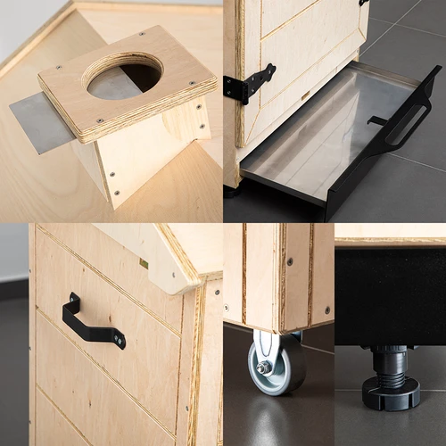 Údiaca komora z atestovanej preglejky, bezrámová 200L, s kolieskami - 3