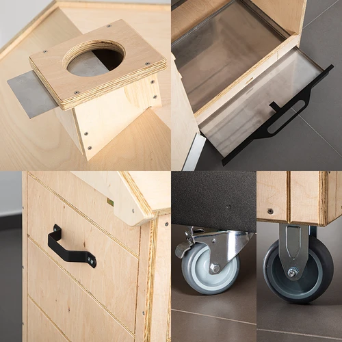 Údiaca komora z atestovanej preglejky, bezrámová, 320 l, s kolieskami - 3