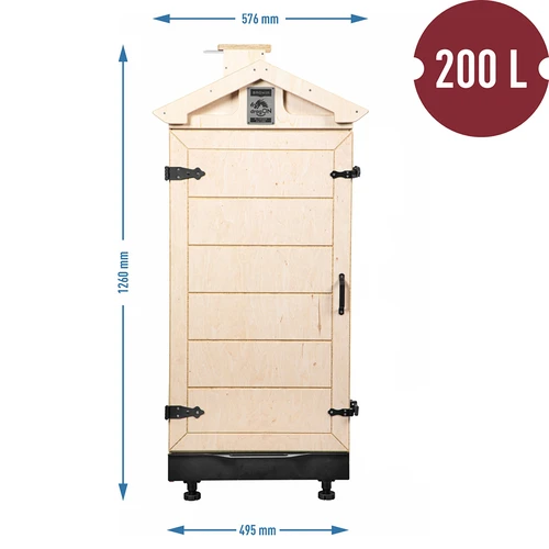 Údiaca komora z certifikovanej preglejky, bezrámová 200L, s kolieskami - 4