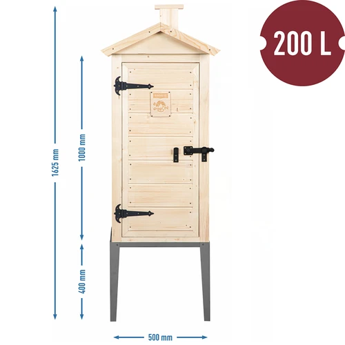 Údiaca komora zo smrekového dreva, 200 l, s nerezovým podstavcom - 3