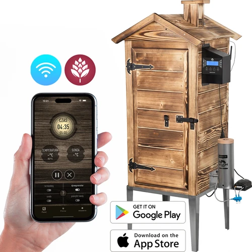Udiareň s Wi‑Fi, 200 L – dragON WOOD 100IQ s elektrickým vykurovacím modulom a regulátorom, vykurovaná drevom