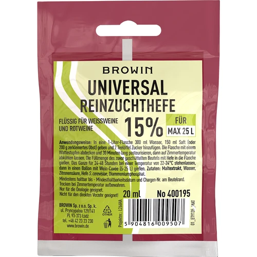 Univerzálne vínne kvasnice, 20 ml DE/EN  - 1 ['univerzálne kvasnice', ' vínne kvasnice', ' kvasnice na víno', ' tekuté vínne kvasnice', ' tekuté kvasnice', ' tekuté kvasnice na víno', ' kvasnice na červené víno', ' kvasnice na biele víno', ' kvasnice na ružové víno']