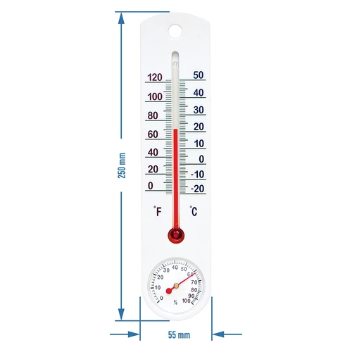 Univerzálny biely teplomer s vlhkomerom (-20°C do +50°C) 25cm - 2 ['vnútorný teplomer', ' izbový teplomer', ' teplomer do vnútra', ' domáci teplomer', ' teplomer', ' izbový teplomer', ' teplomer čitateľná stupnica', ' teplomer s vlhkomerom', ' teplomer z plastu', ' teplomer s vlhkomerom']