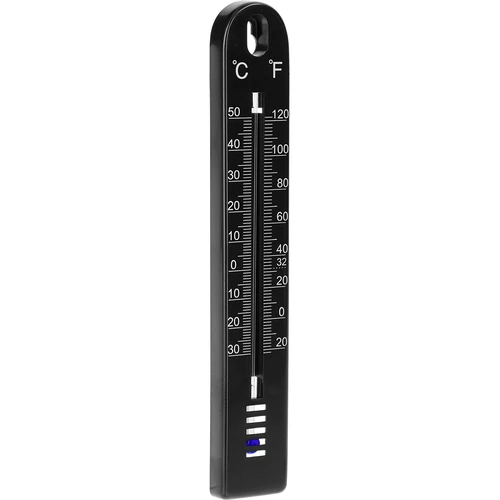 Univerzálny teplomer (-30 do +50°C), 17 cm, čierny - 2 ['teplomer', ' univerzálny teplomer', ' teplomer z plastu', ' teplomer čitateľná stupnica', ' teplomer s dvojitou stupnicou v °C a °F', ' teplomer do miestností s vysokou vlhkosťou', ' vonkajší teplomer do -30°C', ' teplomer odolný voči vlhkosti', ' teplomer v čiernej farbe', ' pevný teplomer']