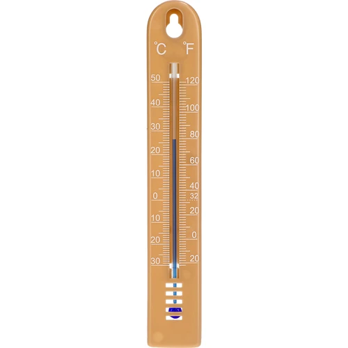 Univerzálny teplomer (-30 do +50°C), 17 cm, svetlohnedý  - 1 ['teplomer', ' univerzálny teplomer', ' teplomer z plastu', ' teplomer čitateľná stupnica', ' teplomer s dvojitou stupnicou v °C a °F', ' teplomer do miestností s vysokou vlhkosťou', ' vonkajší teplomer do -30°C', ' teplomer odolný voči vlhkosti', ' teplomer v hnedej farbe', ' pevný teplomer']
