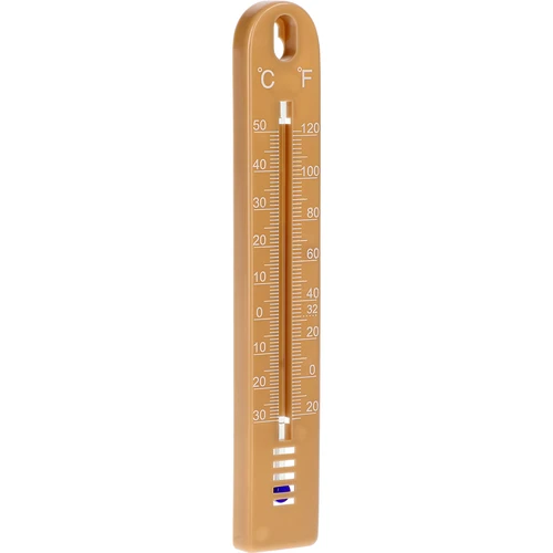 Univerzálny teplomer (-30 do +50°C), 17 cm, svetlohnedý - 2 ['teplomer', ' univerzálny teplomer', ' teplomer z plastu', ' teplomer čitateľná stupnica', ' teplomer s dvojitou stupnicou v °C a °F', ' teplomer do miestností s vysokou vlhkosťou', ' vonkajší teplomer do -30°C', ' teplomer odolný voči vlhkosti', ' teplomer v hnedej farbe', ' pevný teplomer']