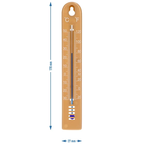 Univerzálny teplomer (-30 do +50°C), 17 cm, svetlohnedý - 4 ['teplomer', ' univerzálny teplomer', ' teplomer z plastu', ' teplomer čitateľná stupnica', ' teplomer s dvojitou stupnicou v °C a °F', ' teplomer do miestností s vysokou vlhkosťou', ' vonkajší teplomer do -30°C', ' teplomer odolný voči vlhkosti', ' teplomer v hnedej farbe', ' pevný teplomer']