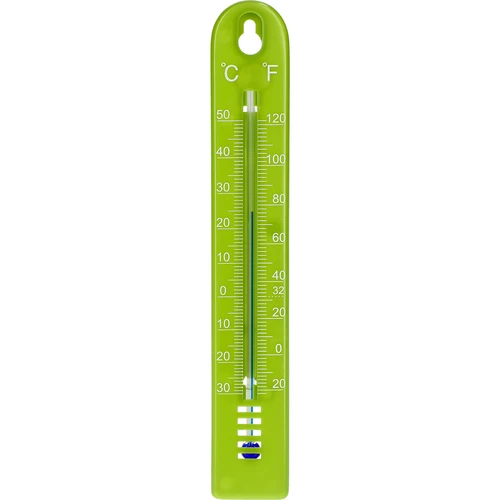 Univerzálny teplomer (-30 do +50°C), 17 cm, zelený  - 1 ['teplomer', ' univerzálny teplomer', ' teplomer z plastu', ' teplomer čitateľná stupnica', ' teplomer s dvojitou stupnicou v °C a °F', ' teplomer do miestností s vysokou vlhkosťou', ' vonkajší teplomer do -30°C', ' teplomer odolný voči vlhkosti', ' teplomer v zelenej farbe', ' pevný teplomer']