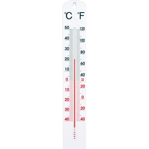 Univerzálny teplomer biely (-40°C do +50°C) 40cm  - 1 ['teplomer', ' univerzálny teplomer', ' teplomer z plastu', ' teplomer čitateľná stupnica', ' teplomer s dvojitou stupnicou', ' teplomer do miestností s vysokou vlhkosťou']