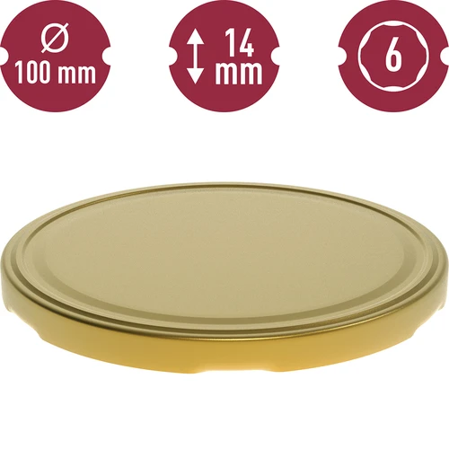 Uzáver fi 100 zlatý - 10 ks. - 3 ['uzáver', ' uzávery', ' viečko', ' viečka', ' fi100', ' fi 100']