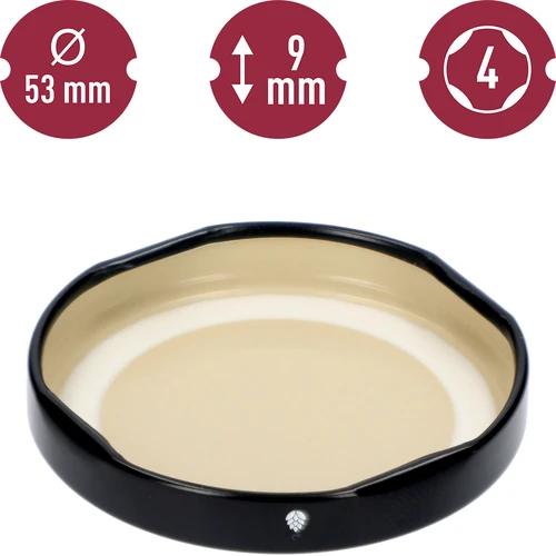 Uzáver fi 53/4 čierny - 10ks - 5 ['uzávery na poháre', ' uzáver 4 úchyty', ' viečka', ' uzávery', ' čierny uzáver', ' viečko na pohár', ' viečka na poháre', ' uzáver na pohár', ' uzávery TO fi 53', ' uzávery twist off', ' uzávery 10 ks']