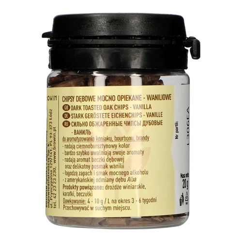 Vanilkové dubové vločky, silne opekané, 20g  - 1 ['dubové hobliny', ' silne opekané dubové hobliny', ' dubové vločky', ' vanilkové dubové vločky', ' do alkoholu', ' prísady do alkoholu', ' príchute']