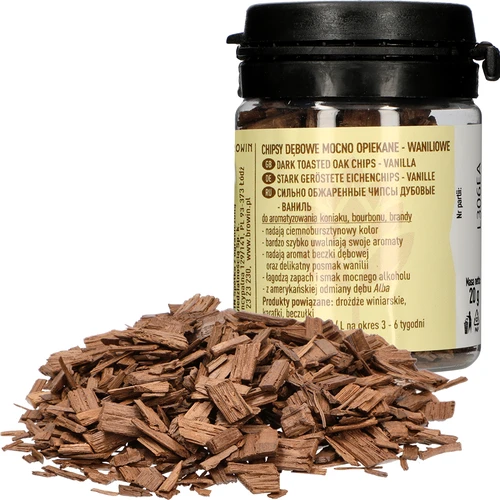 Vanilkové dubové vločky, silne opekané, 20g - 3 ['dubové hobliny', ' silne opekané dubové hobliny', ' dubové vločky', ' vanilkové dubové vločky', ' do alkoholu', ' prísady do alkoholu', ' príchute']