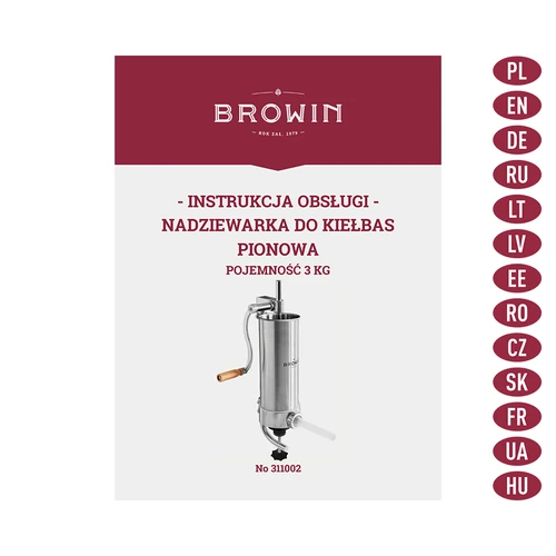 Vertikálna narážačka 3 kg - 8 ['narážačka na klobásy', ' narážačka pre domácich mäsiarov', ' domáca klobása', ' na domácu klobásu', ' ako vyrobiť klobásu', ' plnička na klobásy', ' mäsiarska plnička', ' vertikálna plnička']