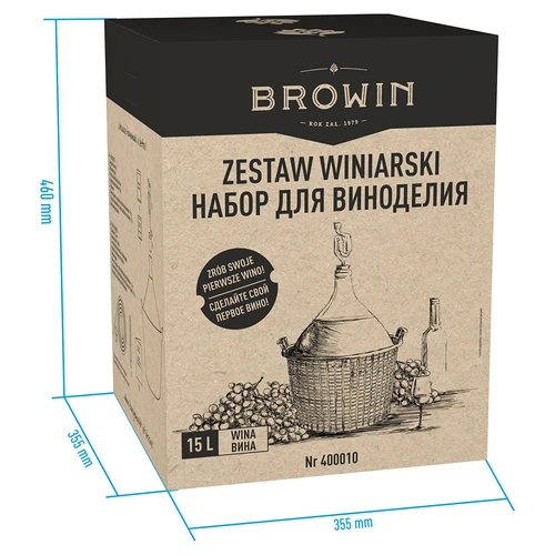 Vinárska súprava 15 L so skleneným balónom - 12 ['súprava na víno', ' vinárske príslušenstvo', ' nápad na darček', ' ako vyrobiť víno', ' balón na víno', ' vínne kvasnice', ' na 15 l vína', ' do vína', ' výživa pre víno', ' vinomer', ' pyrosiričitan draselný']