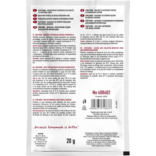 ViniTurbo - kvasnice na rýchlu fermentáciu, 20 g - 2