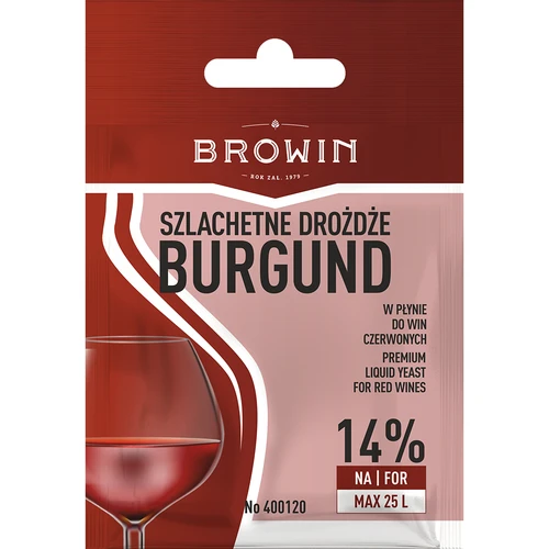 Vínne kvasnice Burgund, 20 ml  - 1 ['vínne kvasnice', ' burgundské kvasnice', ' kvasnice na červené víno', ' tekuté kvasnice', ' kvasnice v tekutine', ' kvasnice browin', ' kvasnice biowin', ' kvasnice na víno', ' vinárstvo', ' vinárske vybavenie', ' obyčajné kvasnice na víno']